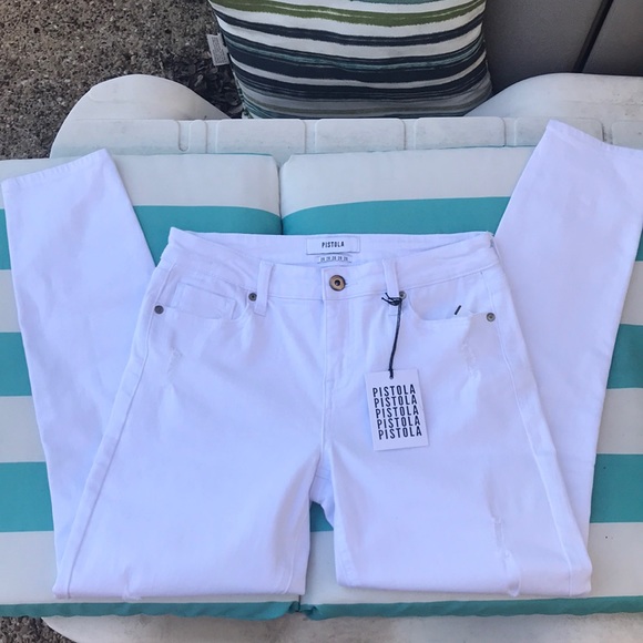 NWT Pistola Jennifer Distressed High Waist Skinny White Jeans - Picture 2 of 10